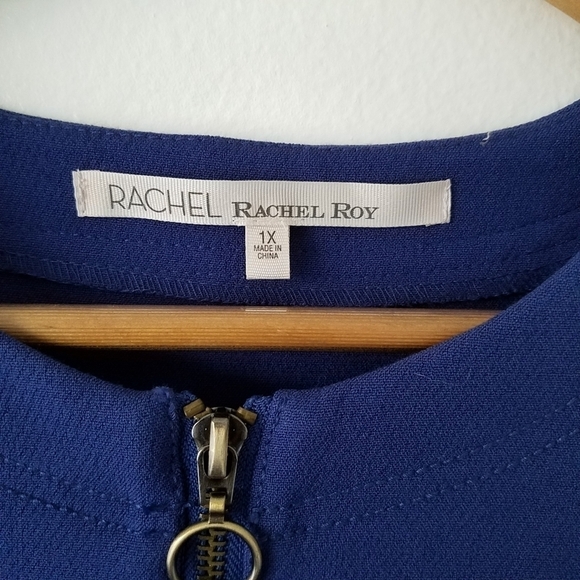 𝅺Rachel Rachel Roy Blue 1/2 Ziper Front Sleeveless Shift Dress Size 1X - Picture 12 of 12